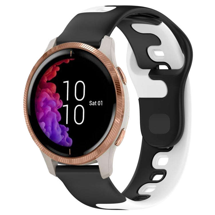 For Garmin Venu 20mm Double Color Silicone Watch Band(Black+White)