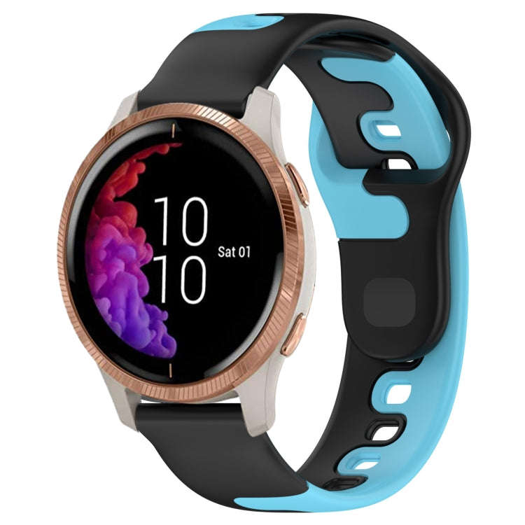 For Garmin Venu 20mm Double Color Silicone Watch Band(Black+Blue)