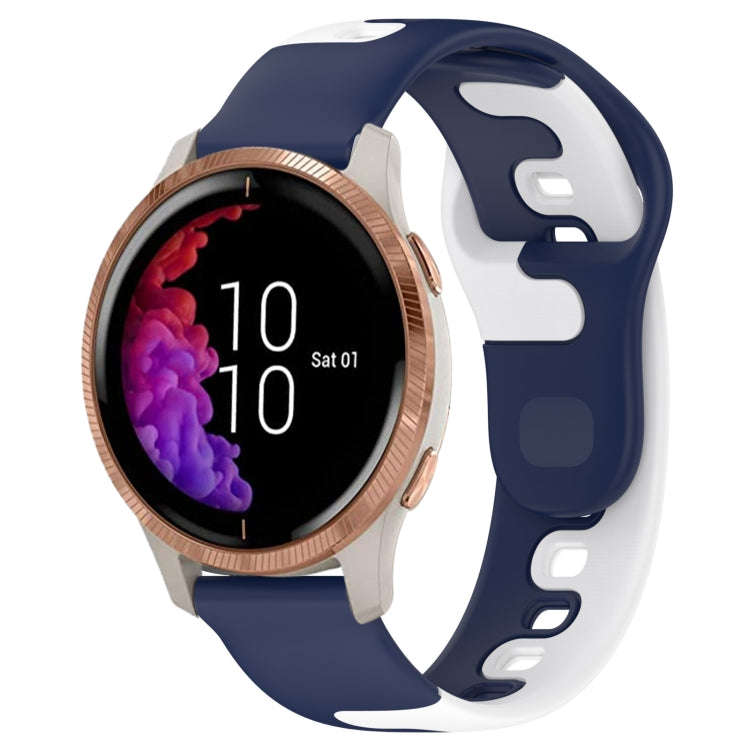For Garmin Venu 20mm Double Color Silicone Watch Band(Blue+White)