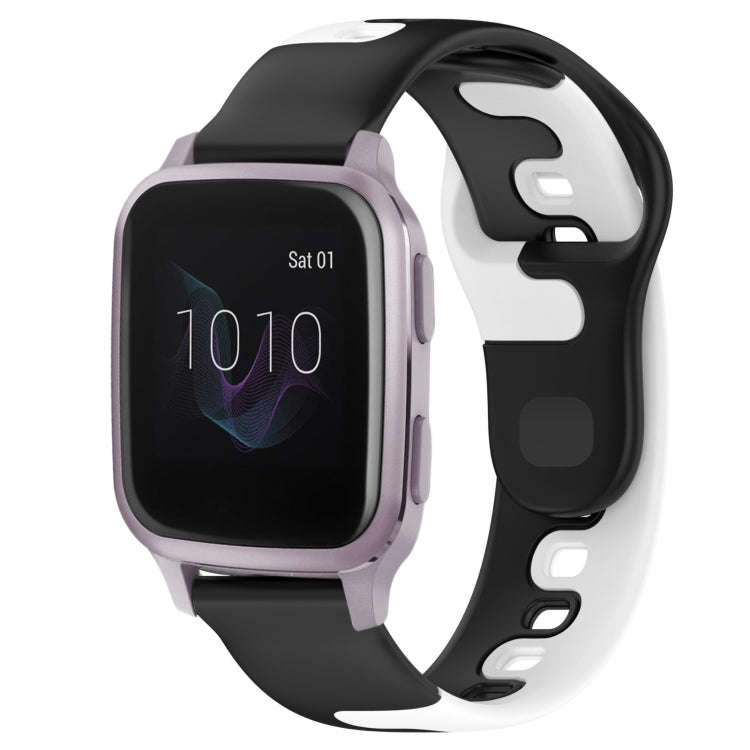 For Garmin Venu SQ 20mm Double Color Silicone Watch Band(Black+White)