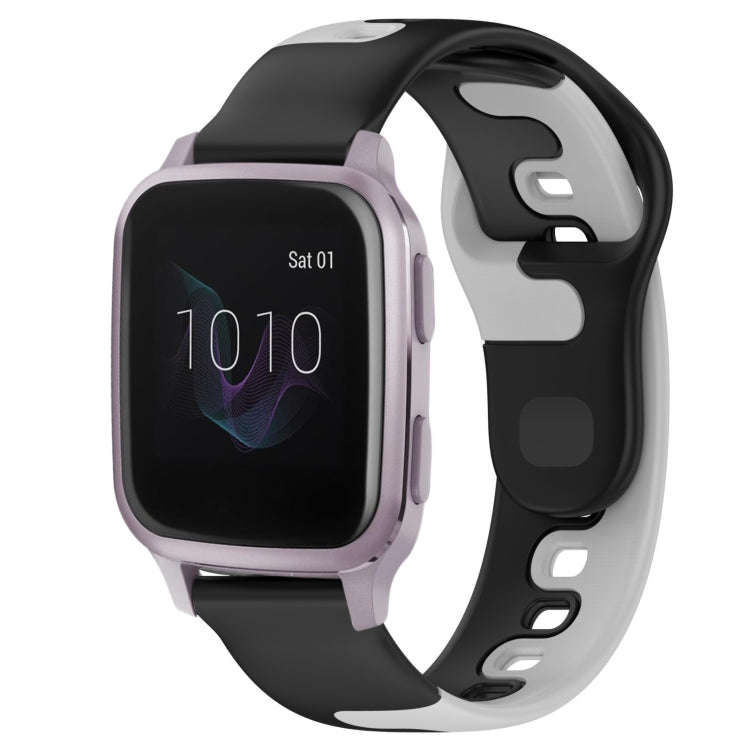 For Garmin Venu SQ 20mm Double Color Silicone Watch Band(Black+Grey)