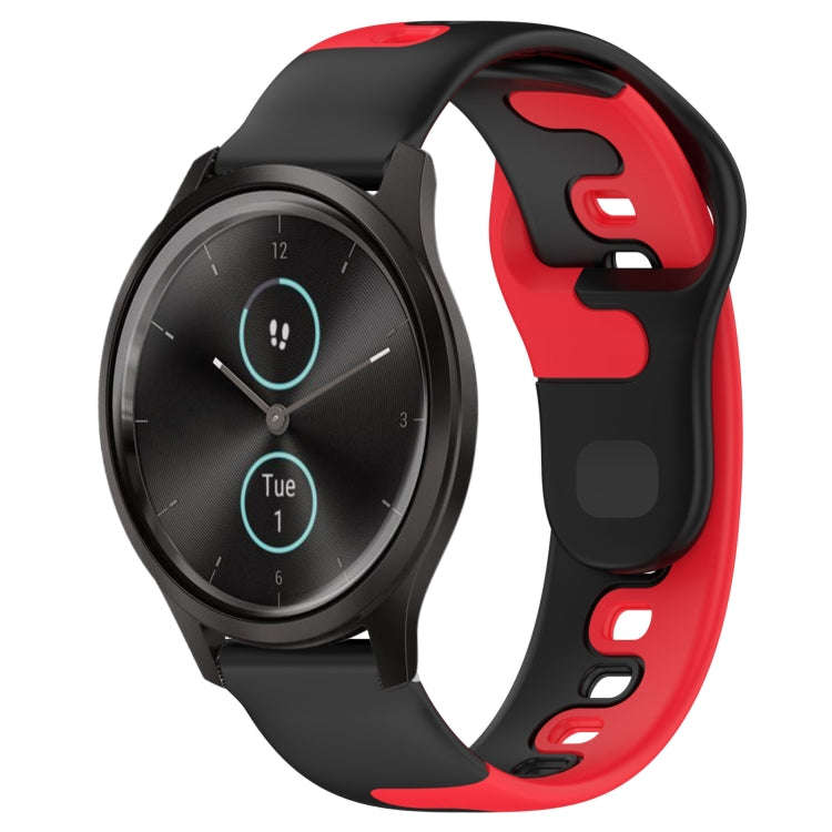 For Garmin VivoMove Style 20mm Double Color Silicone Watch Band(Black+Red)