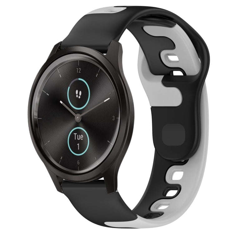 For Garmin VivoMove Style 20mm Double Color Silicone Watch Band(Black+Grey)