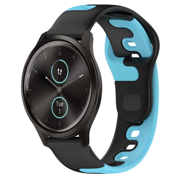 For Garmin VivoMove Style 20mm Double Color Silicone Watch Band(Black+Blue)