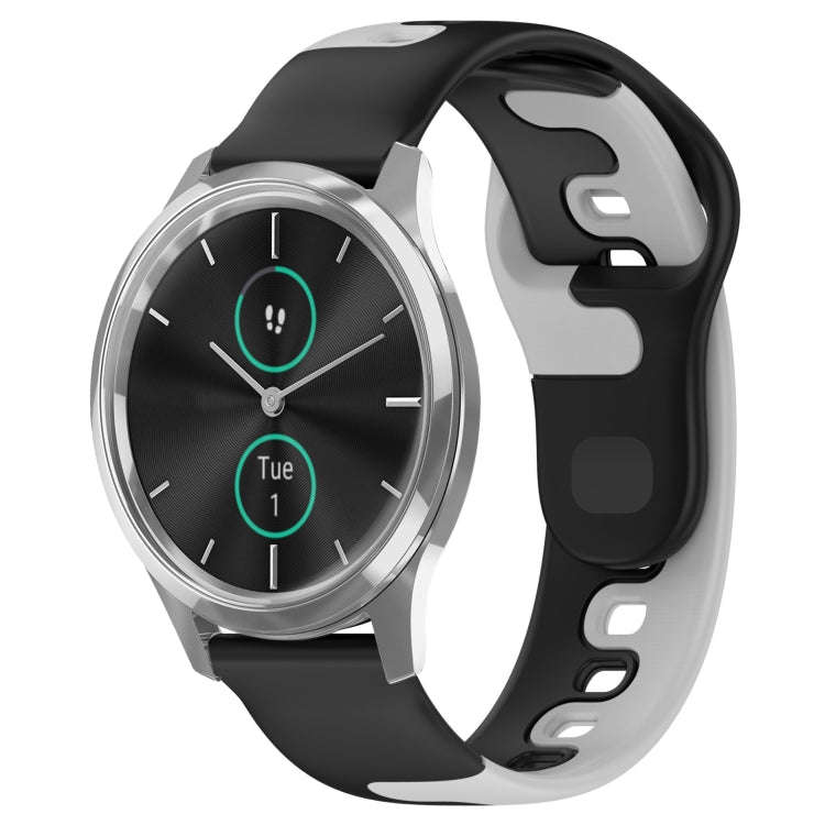 For Garmin VivoMove Luxe 20mm Double Color Silicone Watch Band(Black+Grey)