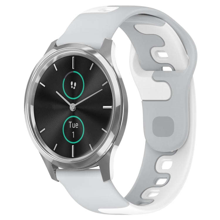 For Garmin VivoMove Luxe 20mm Double Color Silicone Watch Band(Grey+White)