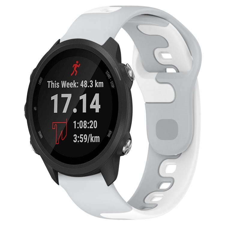 For Garmin Forerunner 245 20mm Double Color Silicone Watch Band(Grey+White)