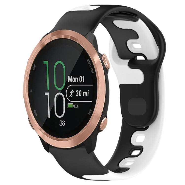 For Garmin Forerunner 645 20mm Double Color Silicone Watch Band(Black+White)