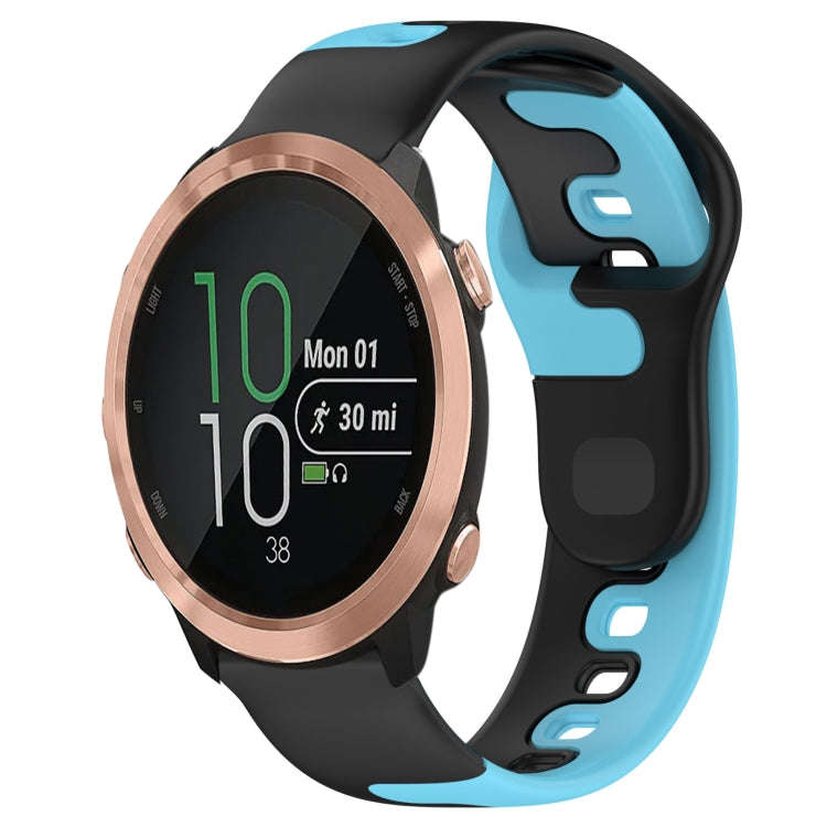 For Garmin Forerunner 645 20mm Double Color Silicone Watch Band(Black+Blue)