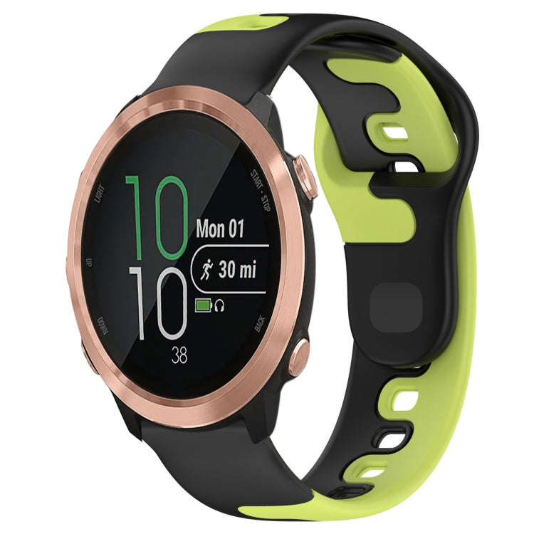 For Garmin Forerunner 645 20mm Double Color Silicone Watch Band(Black+Green)