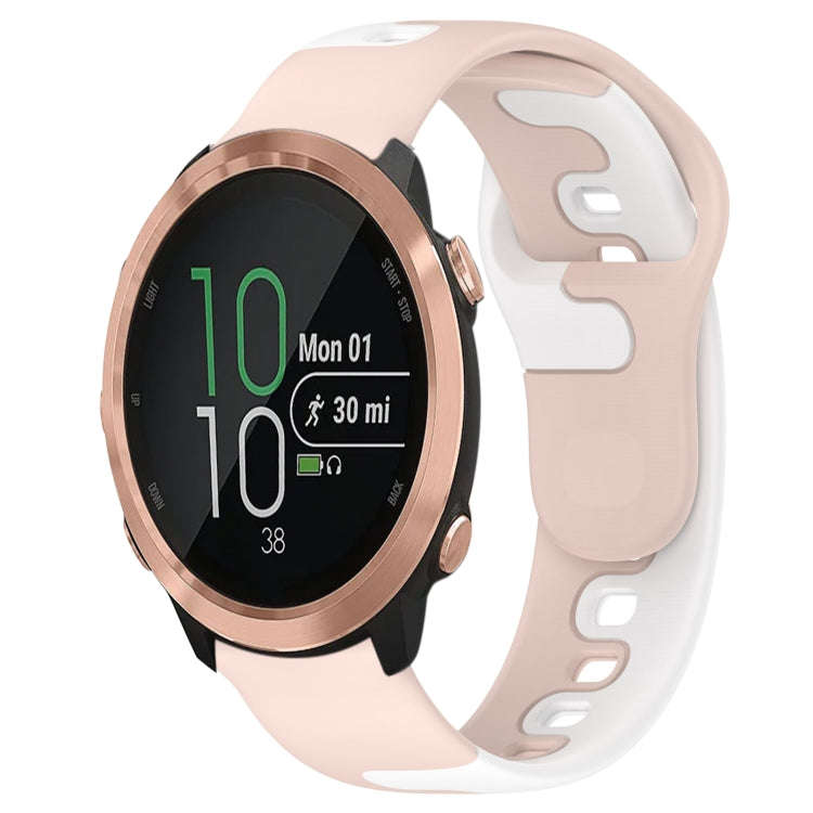For Garmin Forerunner 645 Music 20mm Double Color Silicone Watch Band(Pink+White)