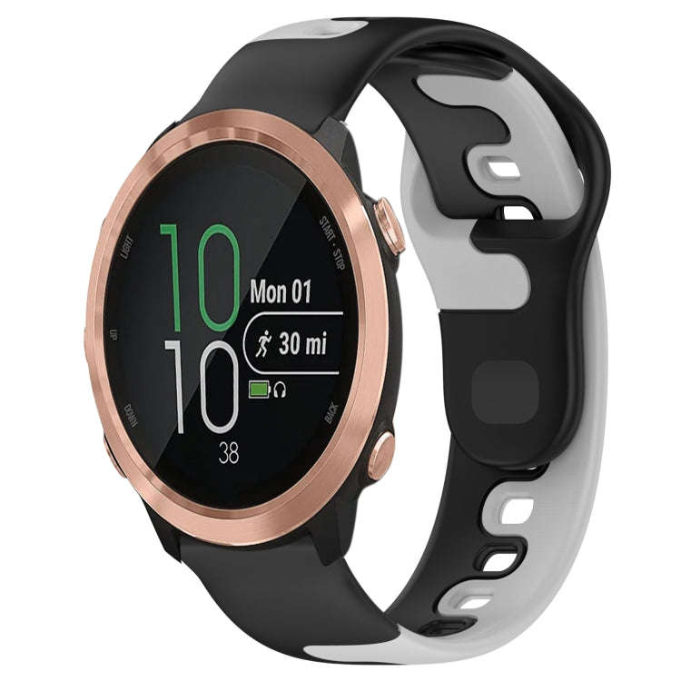 For Garmin Forerunner 645 Music 20mm Double Color Silicone Watch Band(Black+Grey)