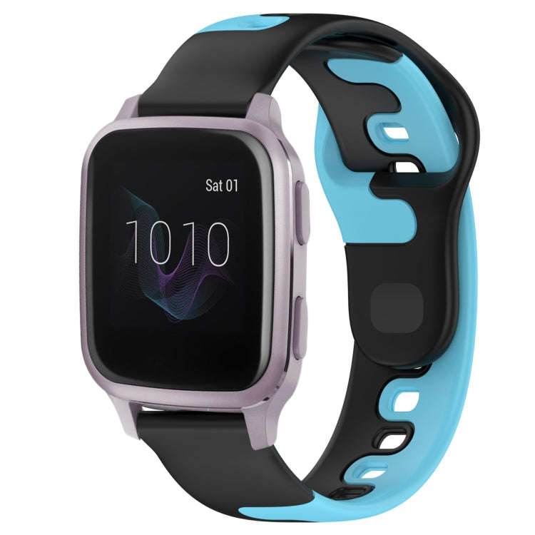 For Garmin Forerunner Sq2 20mm Double Color Silicone Watch Band(Black+Blue)