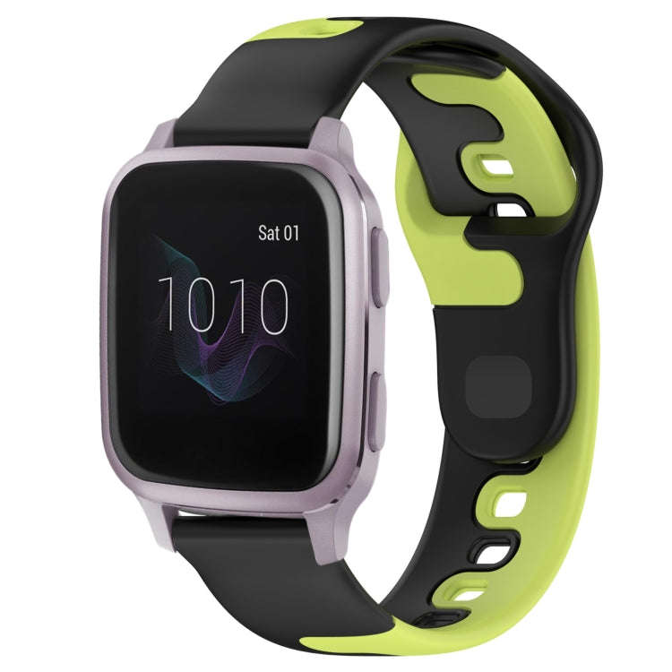 For Garmin Forerunner Sq2 20mm Double Color Silicone Watch Band(Black+Green)