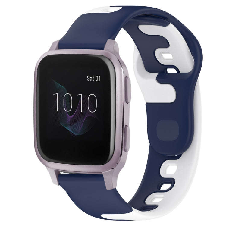 For Garmin Forerunner Sq2 20mm Double Color Silicone Watch Band(Blue+White)