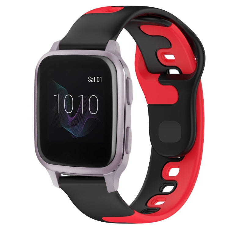 For Garmin Forerunner Sq2 Music 20mm Double Color Silicone Watch Band(Black+Red)