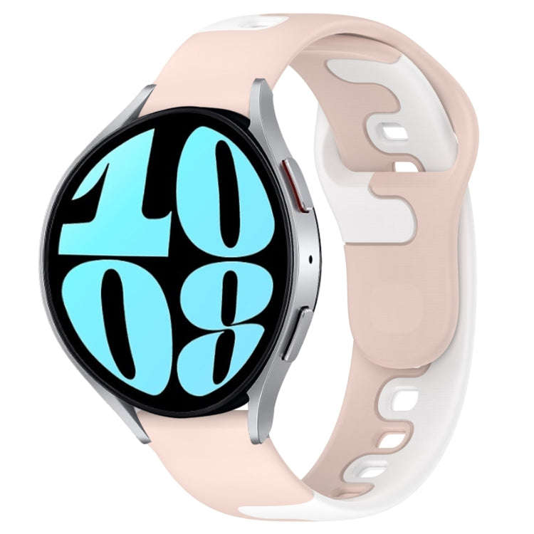 For Samsung Galaxy Watch 6 44mm 20mm Double Color Silicone Watch Band(Pink+White)