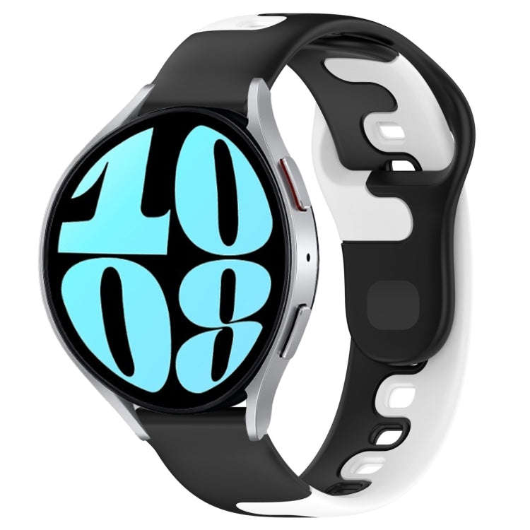 For Samsung Galaxy Watch 6 44mm 20mm Double Color Silicone Watch Band(Black+White)