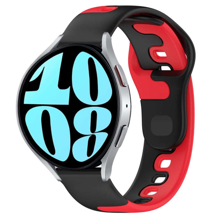 For Samsung Galaxy Watch 6 44mm 20mm Double Color Silicone Watch Band(Black+Red)