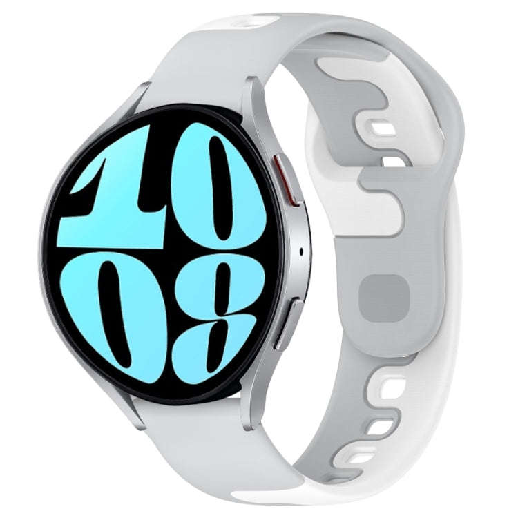 For Samsung Galaxy Watch 6 44mm 20mm Double Color Silicone Watch Band(Grey+White)