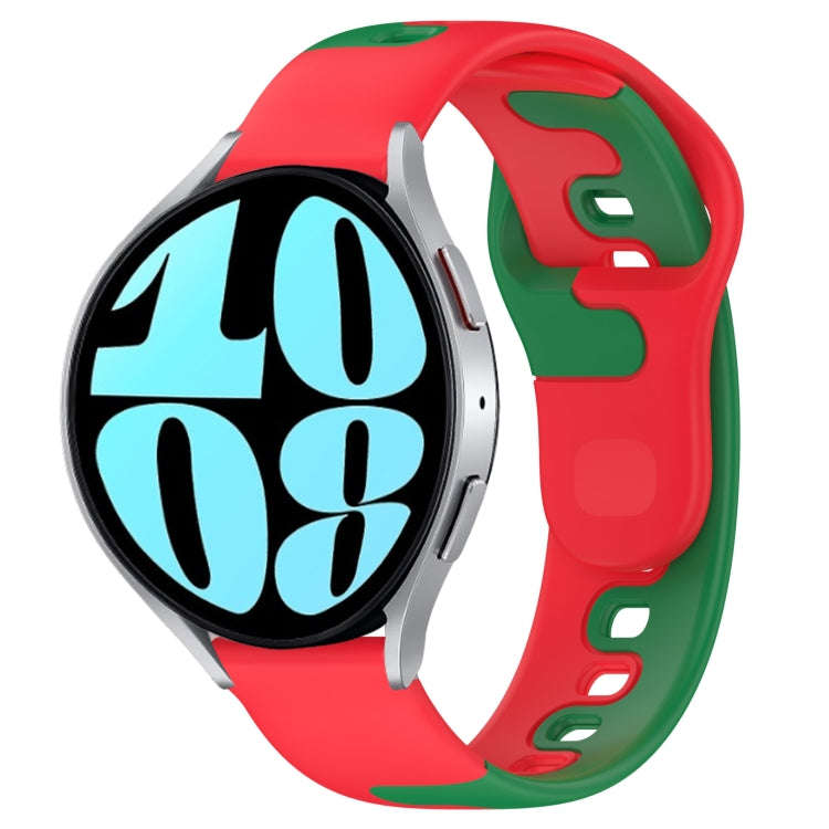 For Samsung Galaxy Watch 6 40mm 20mm Double Color Silicone Watch Band(Red+Green)