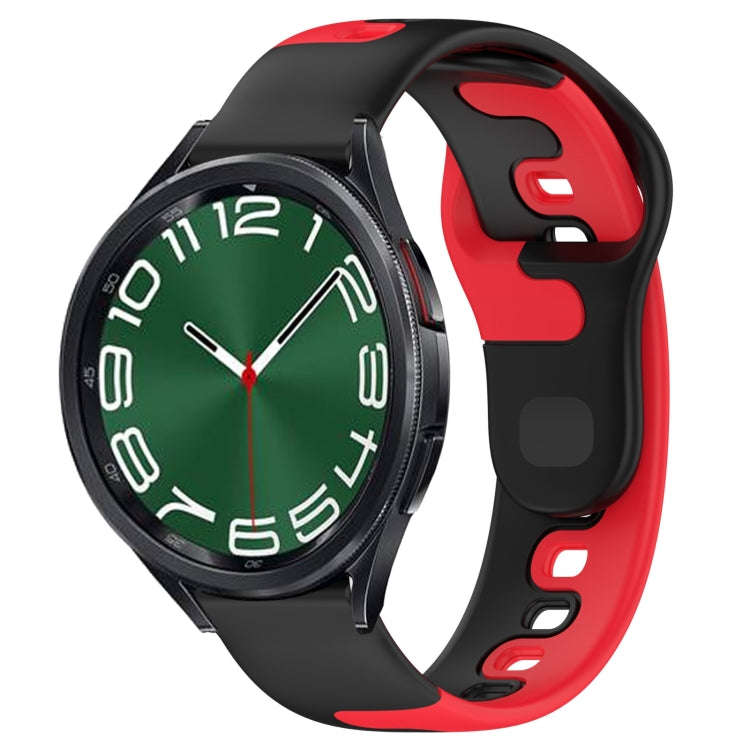For Samsung Galaxy Watch 6 Classic 47mm 20mm Double Color Silicone Watch Band(Black+Red)