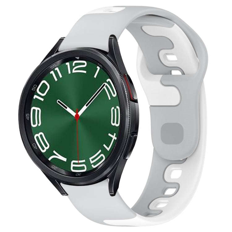 For Samsung Galaxy Watch 6 Classic 43mm 20mm Double Color Silicone Watch Band(Grey+White)