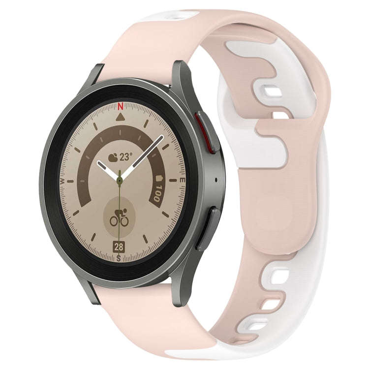 For Samsung Galaxy Watch 5 Pro  45mm 20mm Double Color Silicone Watch Band(Pink+White)