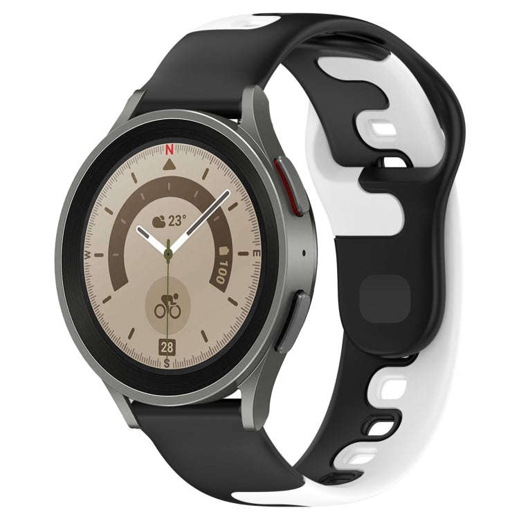 For Samsung Galaxy Watch 5 Pro  45mm 20mm Double Color Silicone Watch Band(Black+White)