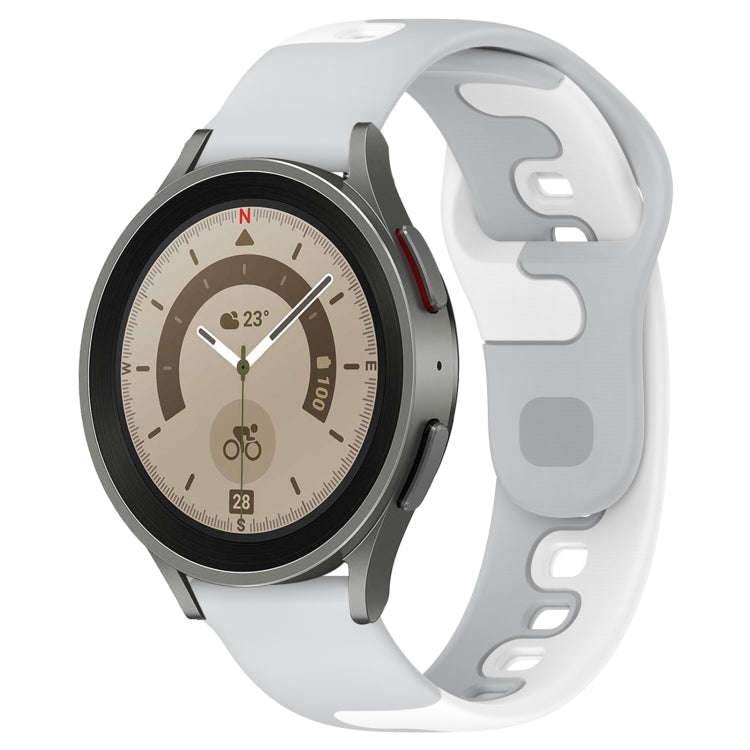 For Samsung Galaxy Watch 5 Pro  45mm 20mm Double Color Silicone Watch Band(Grey+White)
