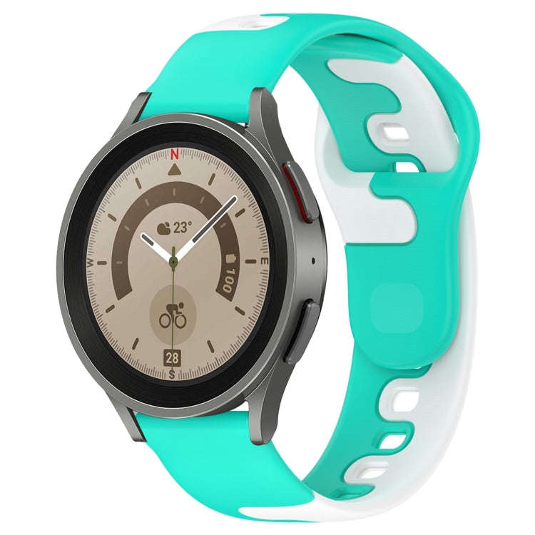 For Samsung Galaxy Watch 5 Pro  45mm 20mm Double Color Silicone Watch Band(Cyan+White)