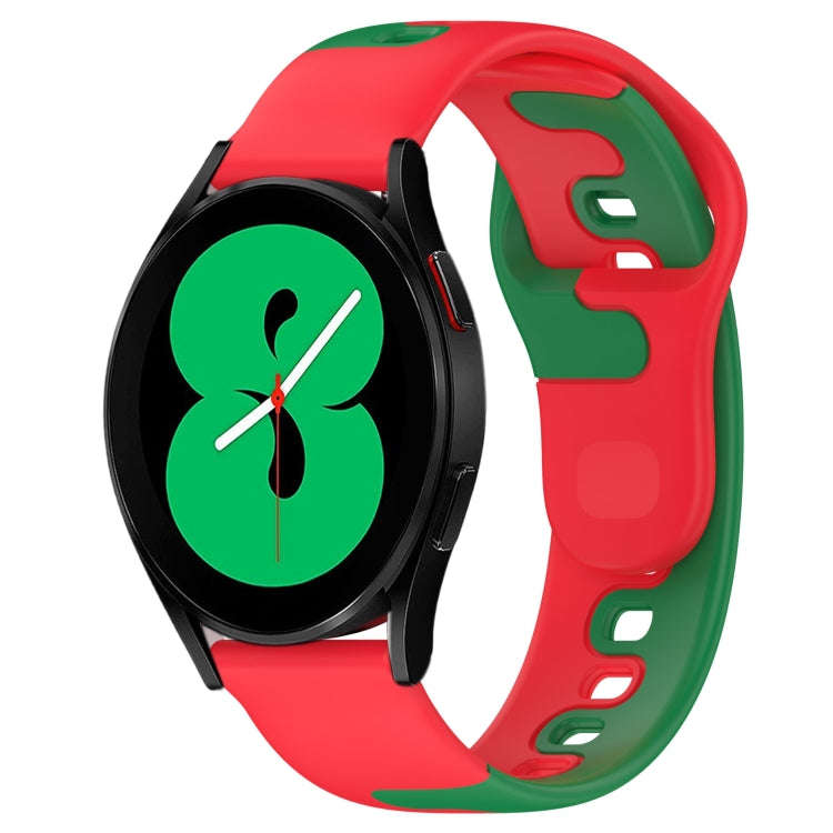 For Samsung Galaxy Watch 4 40mm 20mm Double Color Silicone Watch Band(Red+Green)