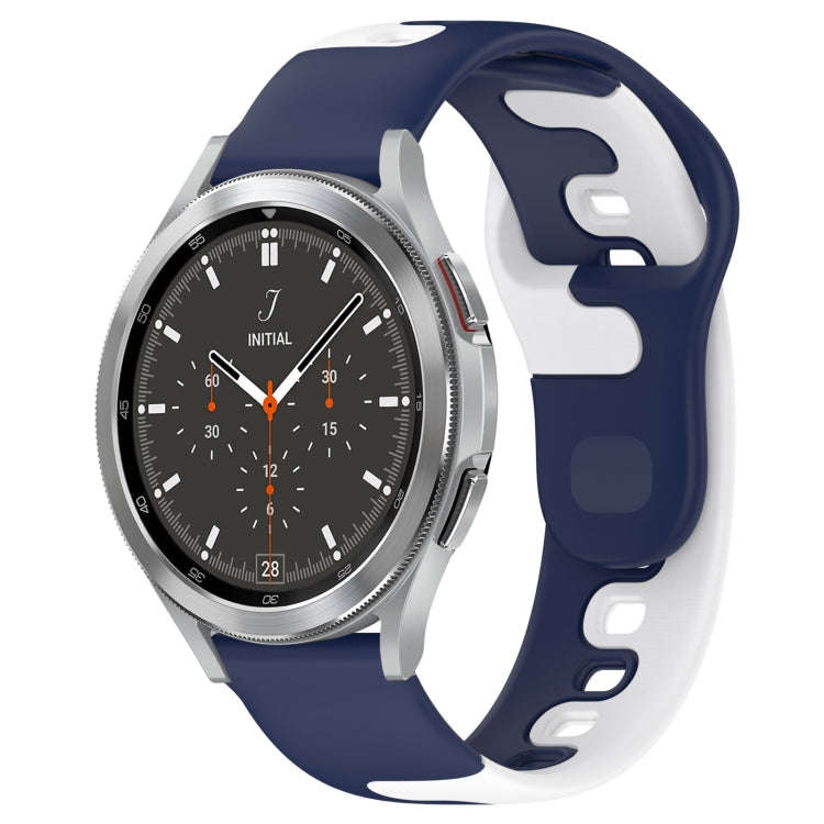 For Samsung  Galaxy Watch 4 Classic 46mm 20mm Double Color Silicone Watch Band(Blue+White)