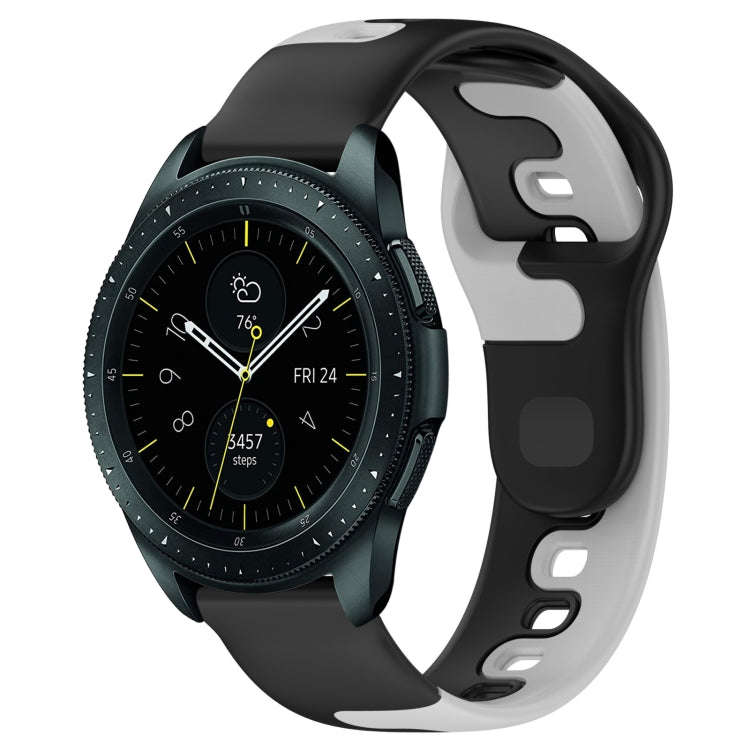 For Samsung Galaxy Watch 42mm 20mm Double Color Silicone Watch Band(Black+Grey)