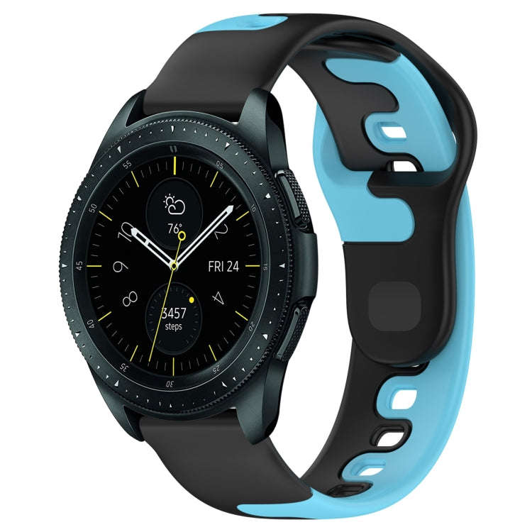 For Samsung Galaxy Watch 42mm 20mm Double Color Silicone Watch Band(Black+Blue)