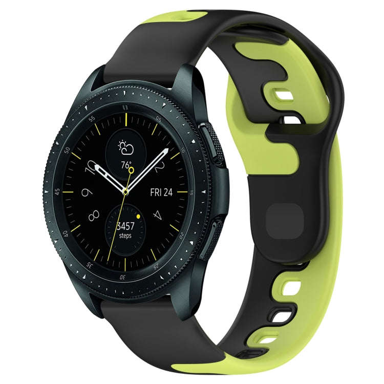 For Samsung Galaxy Watch 42mm 20mm Double Color Silicone Watch Band(Black+Green)