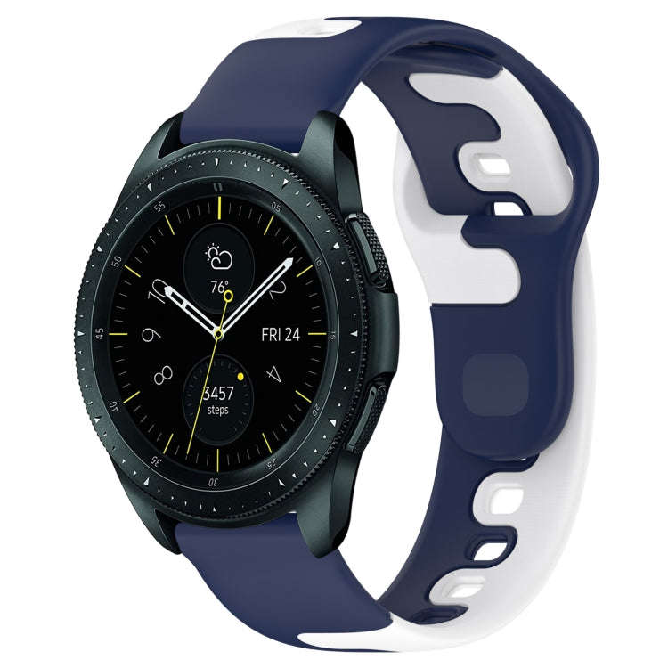 For Samsung Galaxy Watch 42mm 20mm Double Color Silicone Watch Band(Blue+White)