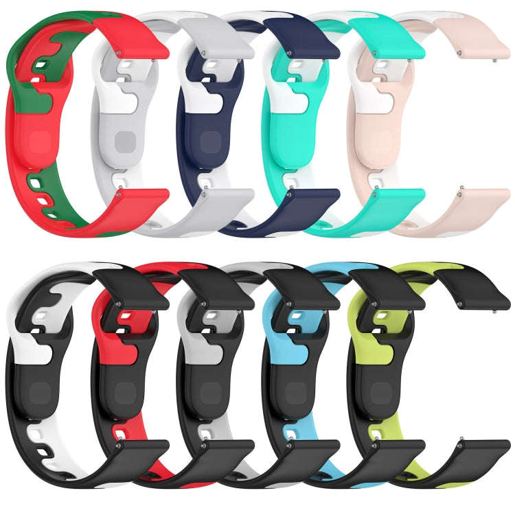 For Samsung Galaxy Watch Active 2 40mm 20mm Double Color Silicone Watch Band(Black+Blue)