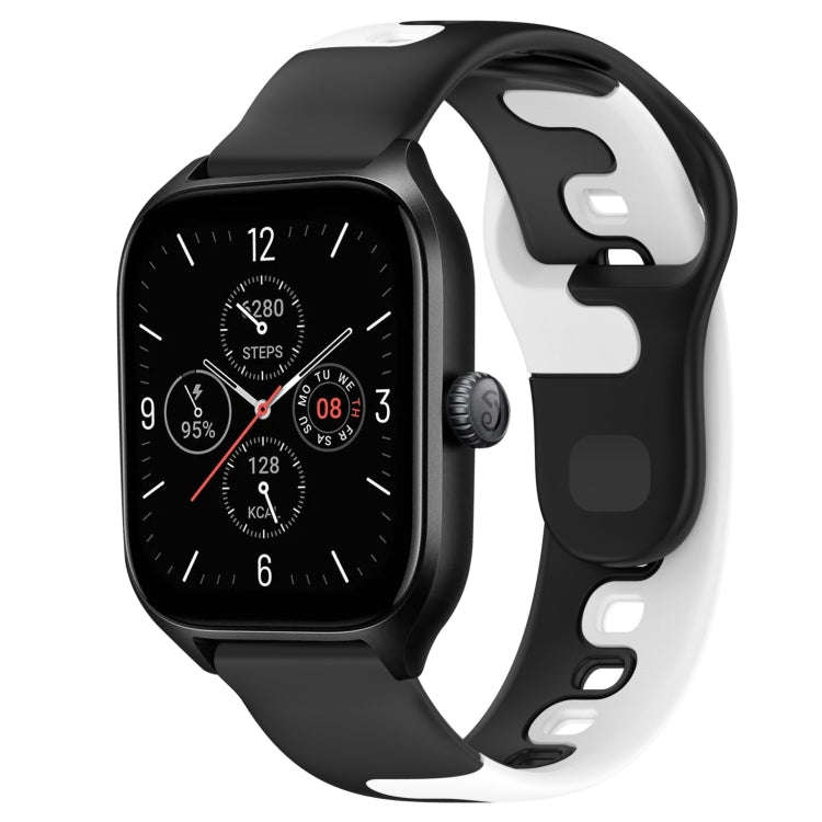 For Amazfit GTS 4 20mm Double Color Silicone Watch Band(Black+White)