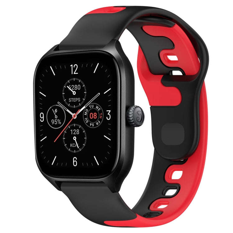 For Amazfit GTS 4 20mm Double Color Silicone Watch Band(Black+Red)