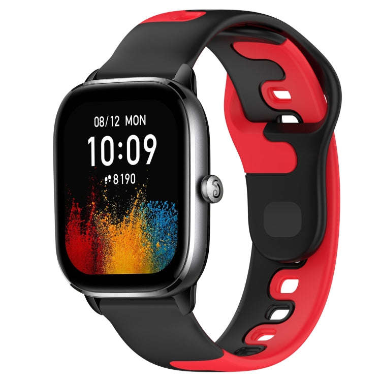 For Amazfit GTS 4 Mini 20mm Double Color Silicone Watch Band(Black+Red)