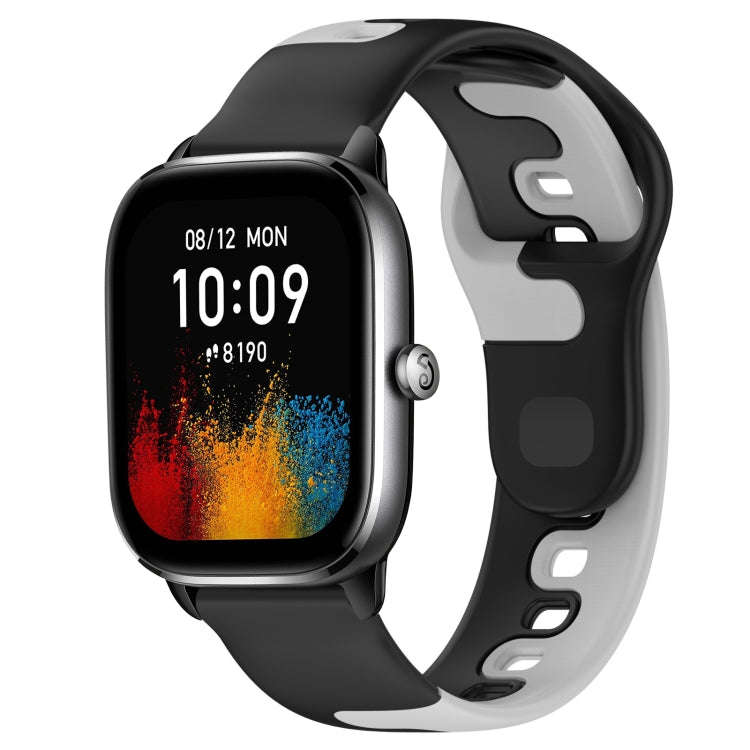 For Amazfit GTS 4 Mini 20mm Double Color Silicone Watch Band(Black+Grey)