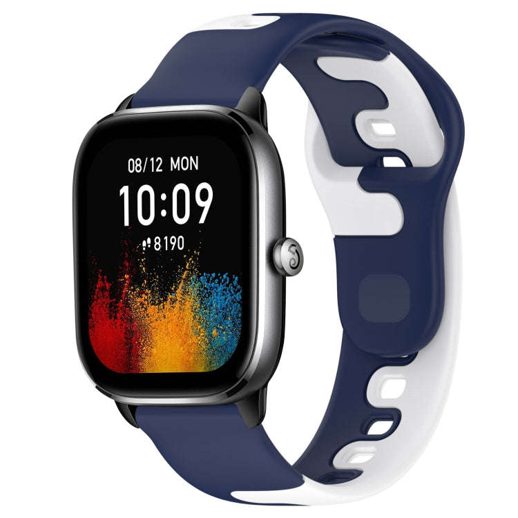 For Amazfit GTS 4 Mini 20mm Double Color Silicone Watch Band(Blue+White)
