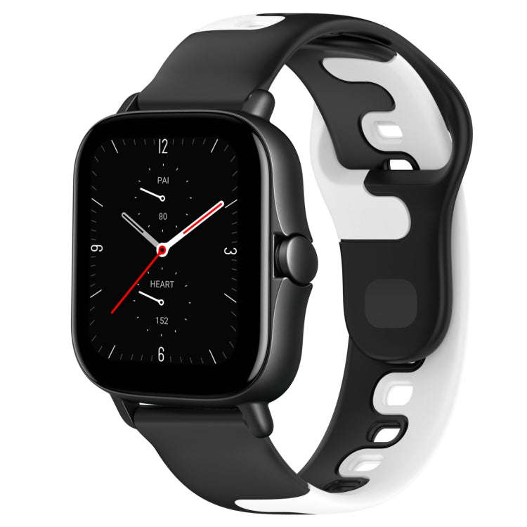 For Amazfit GTS 2E 20mm Double Color Silicone Watch Band(Black+White)
