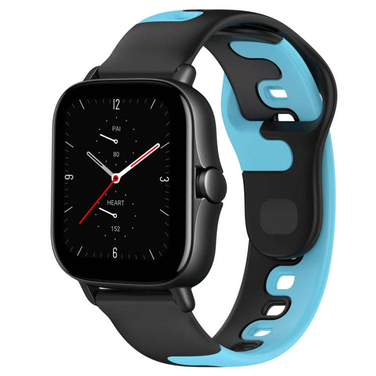 For Amazfit GTS 2E 20mm Double Color Silicone Watch Band(Black+Blue)