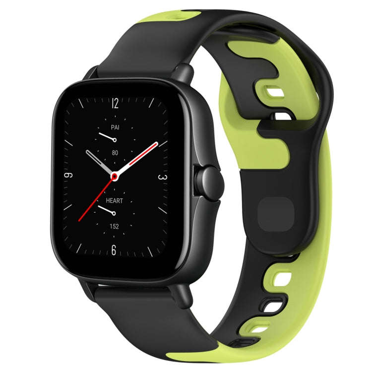 For Amazfit GTS 2E 20mm Double Color Silicone Watch Band(Black+Green)