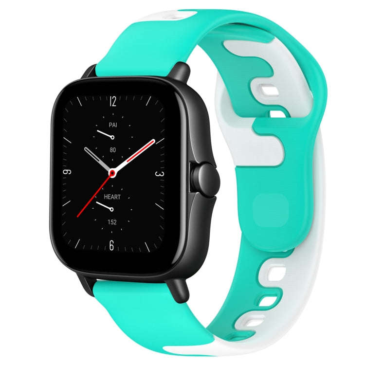 For Amazfit GTS 2E 20mm Double Color Silicone Watch Band(Cyan+White)