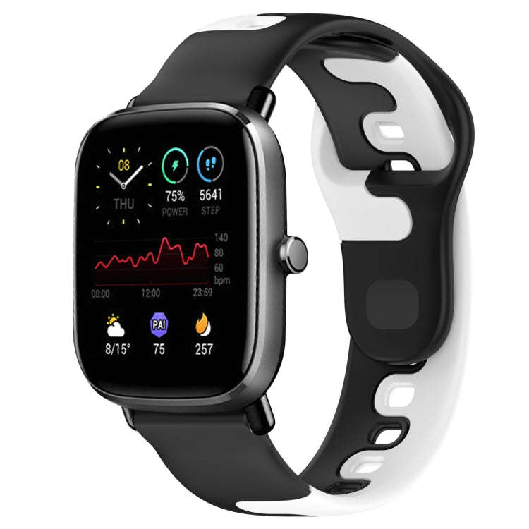 For Amazfit GTS 2 Mini 20mm Double Color Silicone Watch Band(Black+White)