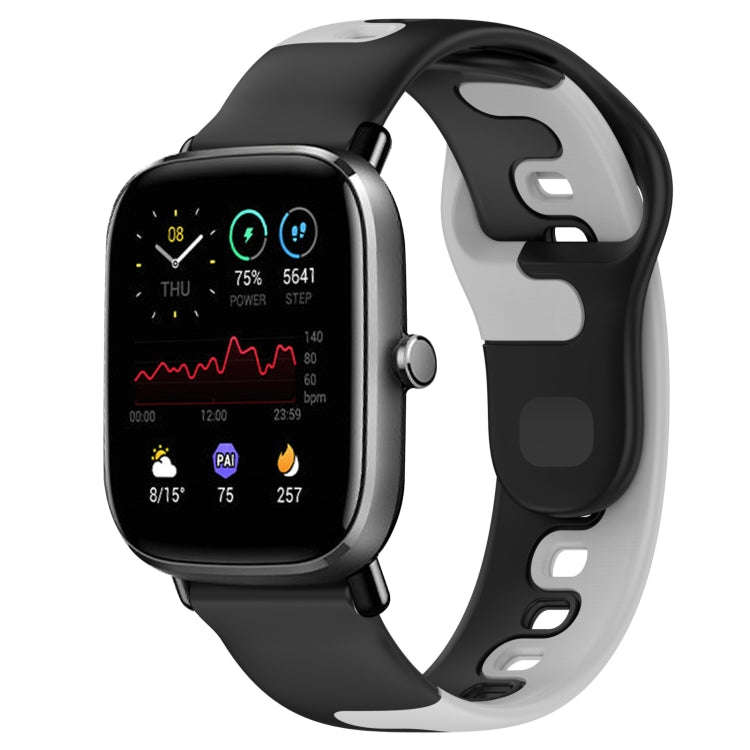 For Amazfit GTS 2 Mini 20mm Double Color Silicone Watch Band(Black+Grey)