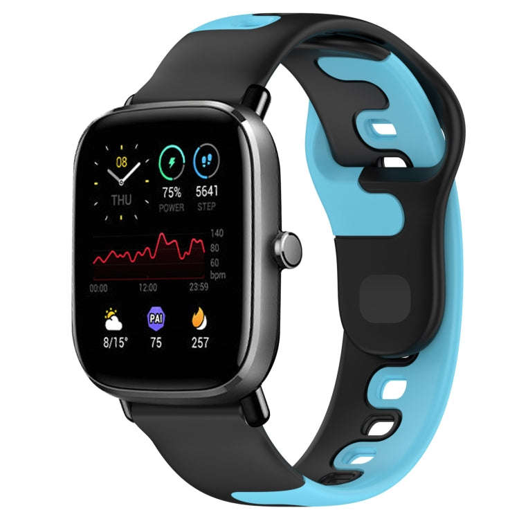For Amazfit GTS 2 Mini 20mm Double Color Silicone Watch Band(Black+Blue)